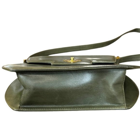 Vintage Mario Valentino Heritage Olive Green Leather Structured Crossbody Bag - Picture 4 of 10